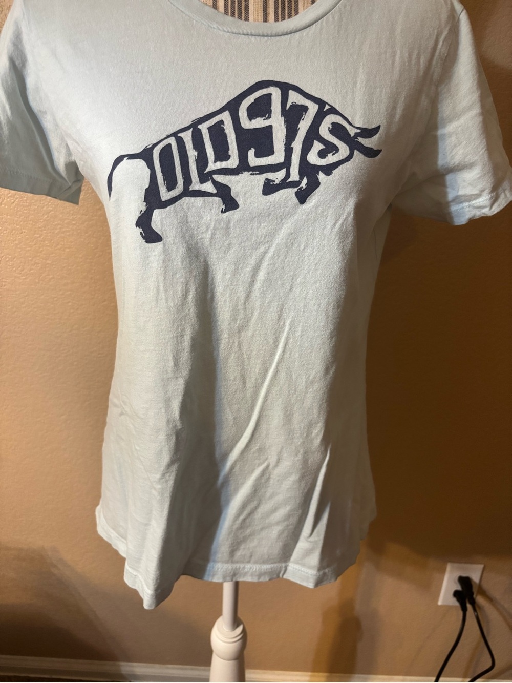 Old 97s Tee XL Next Level Apparel Light Blue with Navy Bison Word Art Graphic - Picture 4 of 13